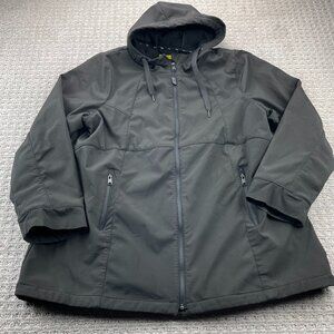 Nola Women's Jacket Size 2X Black Full Zip Hooded Outdoor Windbreaker